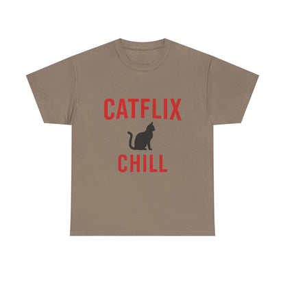 Catflix & Chill T-Shirt – Funny Cat Meme Shirt – Cozy Netflix Parody Tee – Unisex Cat Lover Gift
