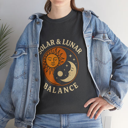 Solar & Lunar Balance T-Shirt - Yin Yang Sun and Moon Tee - Unisex Vintage Astrology Shirt - Retro Celestial Spiritual Gift