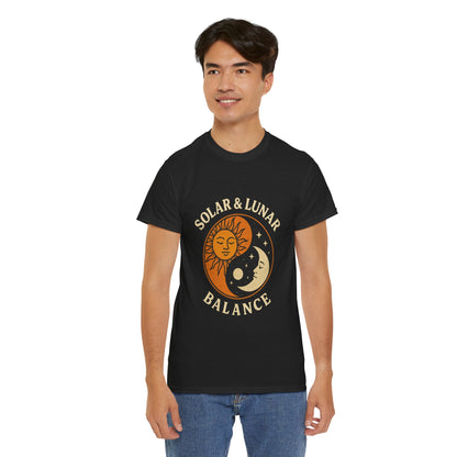 Solar & Lunar Balance T-Shirt - Yin Yang Sun and Moon Tee - Unisex Vintage Astrology Shirt - Retro Celestial Spiritual Gift