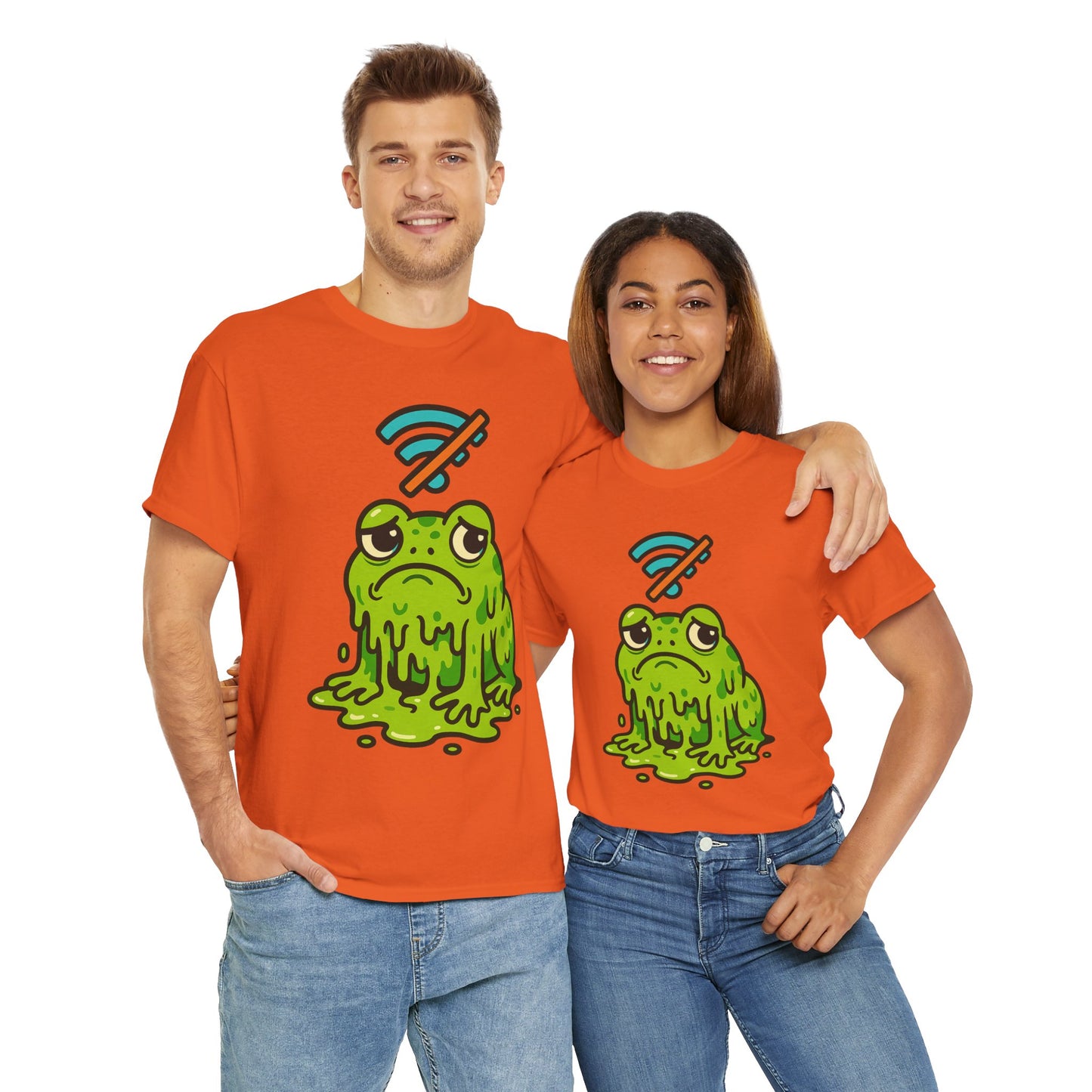 Melting Frog Meme T-Shirt, Funny No WiFi Tee, Internet Is Down Shirt, Cute Cartoon Frog Graphic, Gen Z Gift, Unisex Cotton Top