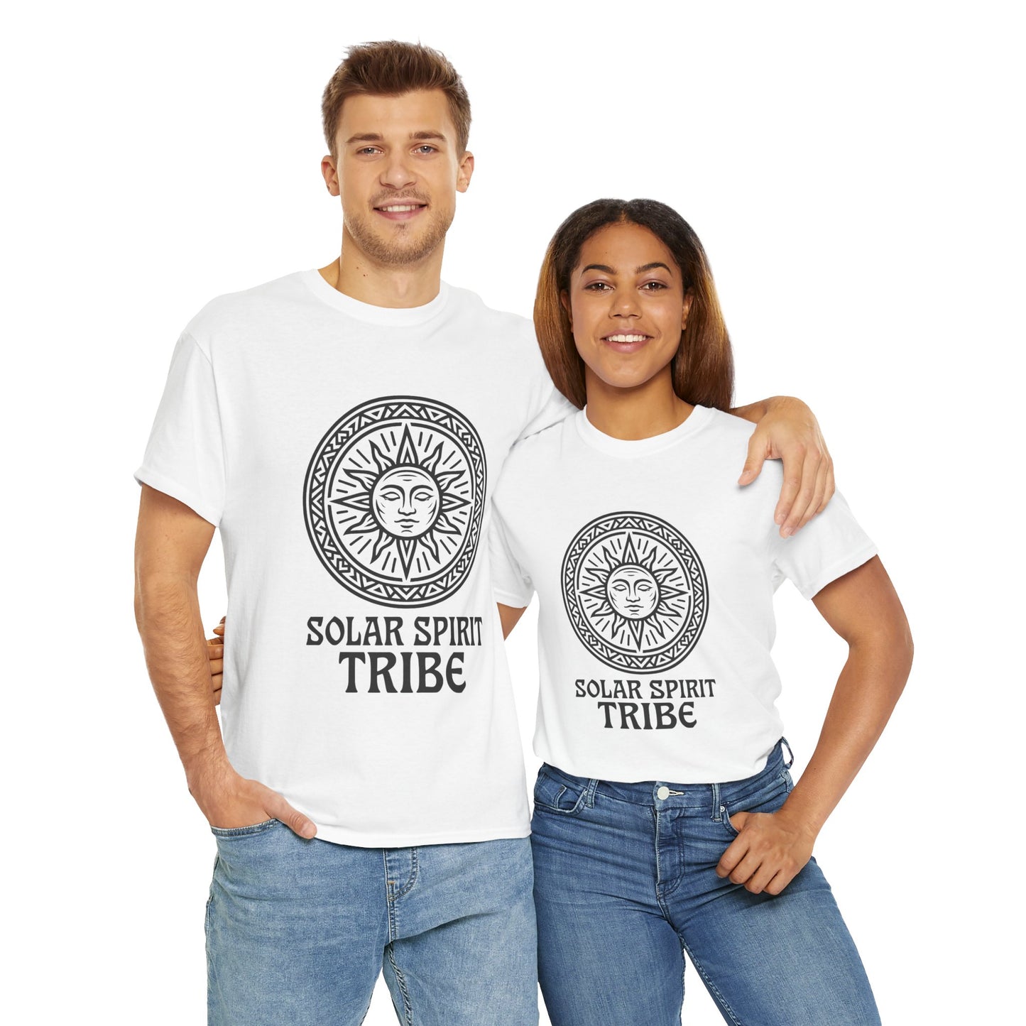 Solar Spirit Tribe Unisex T-Shirt, Sun Symbol Tee, Tribal Graphic Shirt, Boho Festival Top, Nature Lover Gift, Eco Spiritual Wear