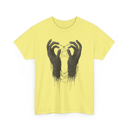 Mystic Thread Hands Unisex Heavy Cotton Tee, Dark Art Graphic T-Shirt, Witchy Aesthetic Shirt, Gothic Casual Wear, Unique Gift for Him or Her