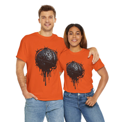 Dark Dripping Brain Tee, Unisex Heavy Cotton Shirt, Horror Fashion, Gothic Grunge Apparel, Edgy Gift for Him/Her