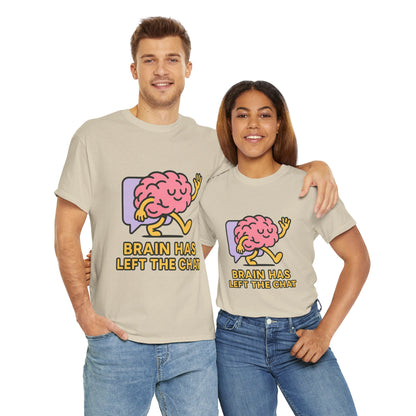 Brain Has Left The Chat T-Shirt, Funny Walking Brain Tee, Quirky Meme Shirt, Digital Humor, Gen Z Gift, Casual Unisex Graphic Top