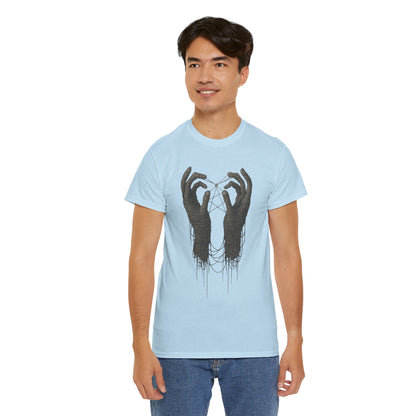 Mystic Thread Hands Unisex Heavy Cotton Tee, Dark Art Graphic T-Shirt, Witchy Aesthetic Shirt, Gothic Casual Wear, Unique Gift for Him or Her