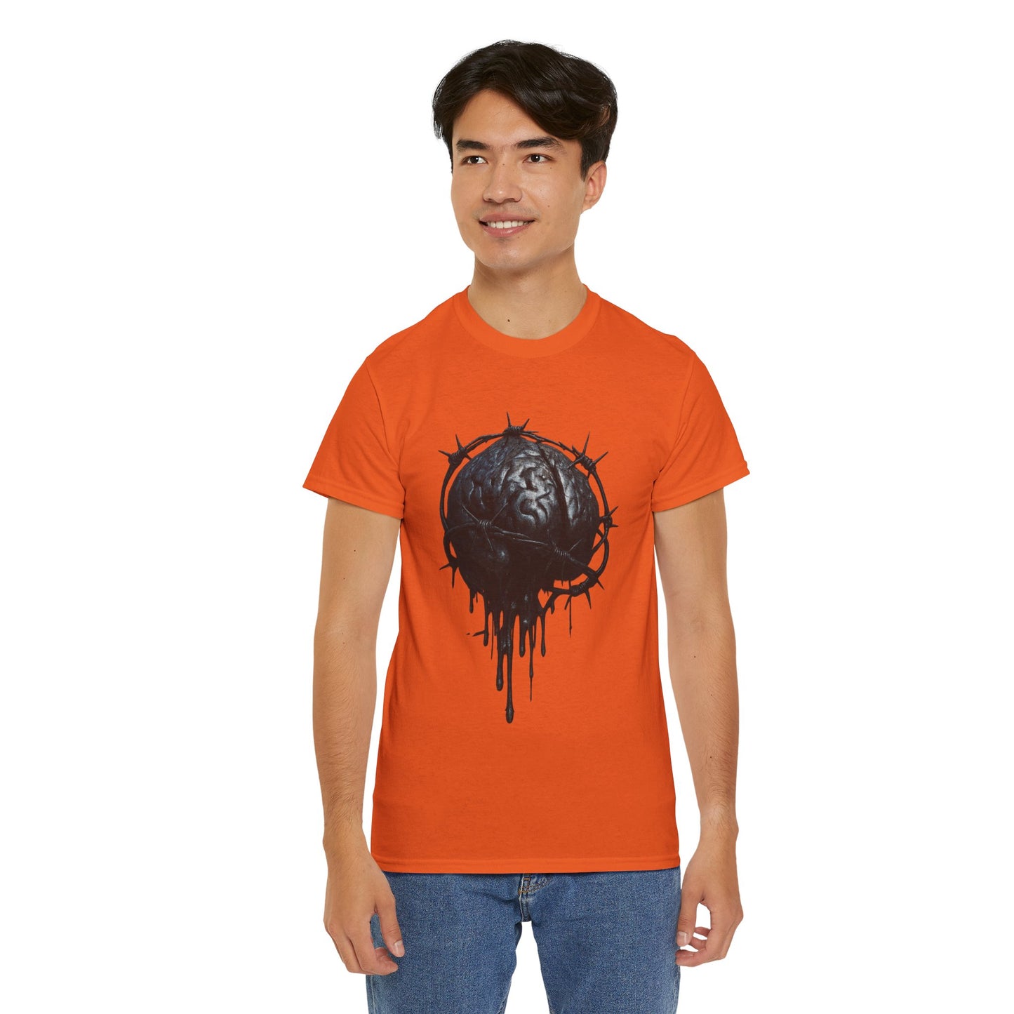 Dark Dripping Brain Tee, Unisex Heavy Cotton Shirt, Horror Fashion, Gothic Grunge Apparel, Edgy Gift for Him/Her
