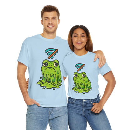 Melting Frog Meme T-Shirt, Funny No WiFi Tee, Internet Is Down Shirt, Cute Cartoon Frog Graphic, Gen Z Gift, Unisex Cotton Top
