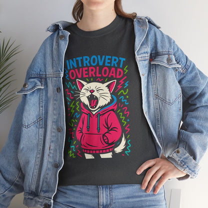 Introvert Overload Cat Shirt, Funny Hoodie Cat Tee, Social Anxiety Meme Shirt, Unisex Gift for Cat Lovers, Loud Crowd Humor Top