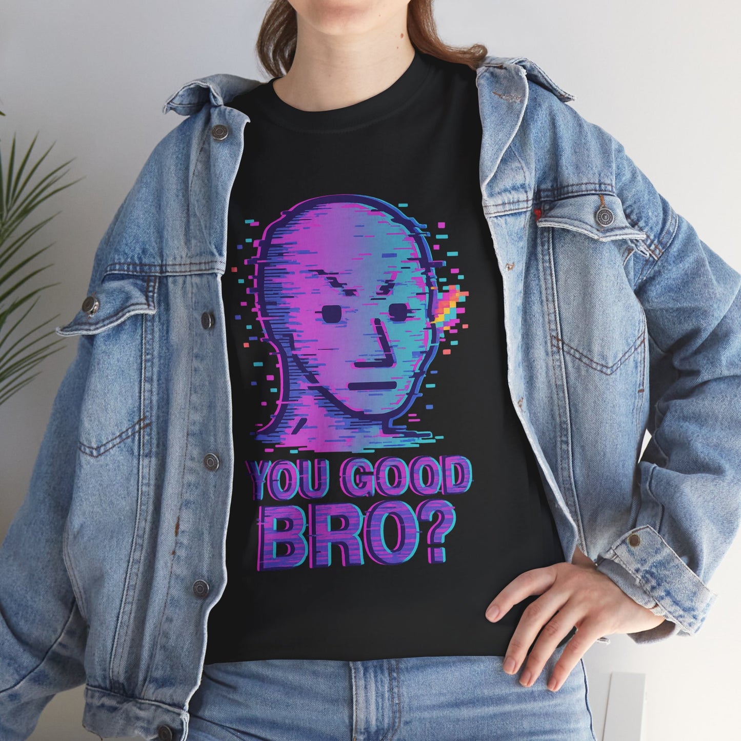 You Good Bro? Glitch Meme T-Shirt, Vaporwave NPC Shirt, Funny Unisex Graphic Tee, Digital Humor Gift, Gen Z Internet Culture Top