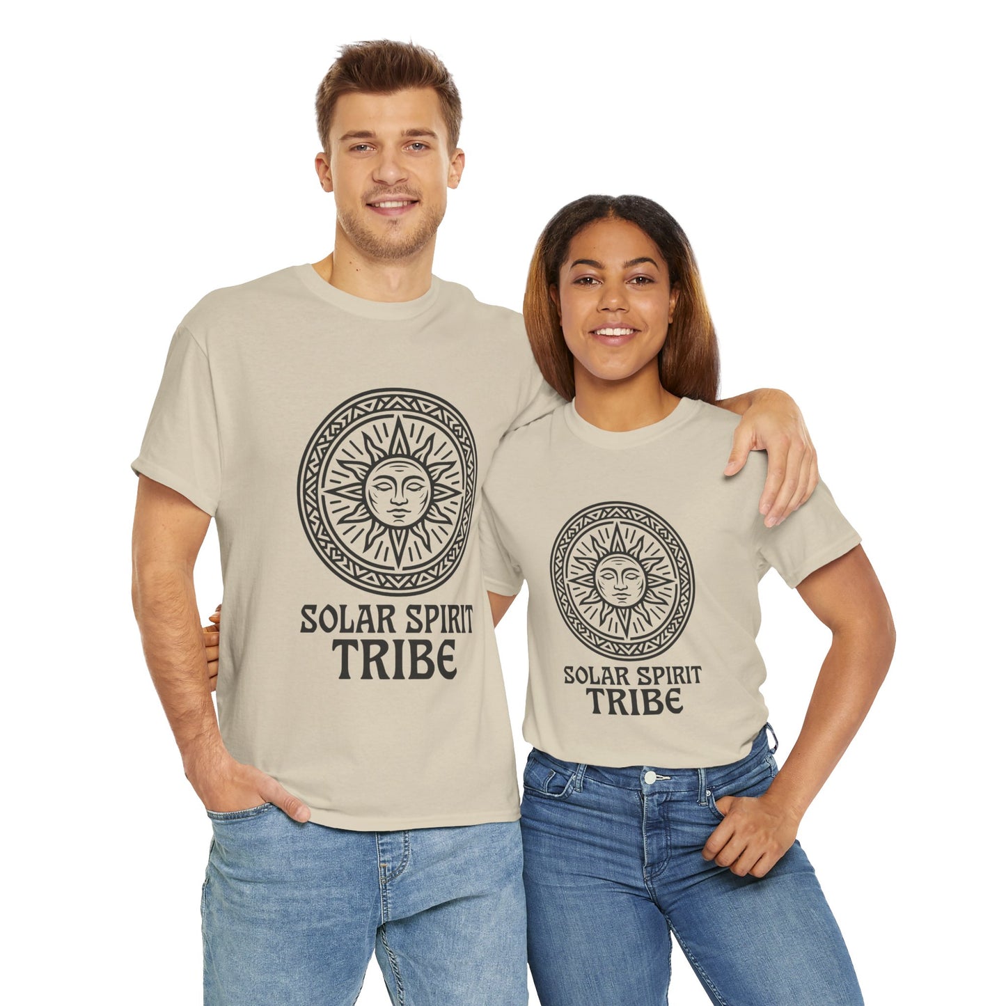 Solar Spirit Tribe Unisex T-Shirt, Sun Symbol Tee, Tribal Graphic Shirt, Boho Festival Top, Nature Lover Gift, Eco Spiritual Wear