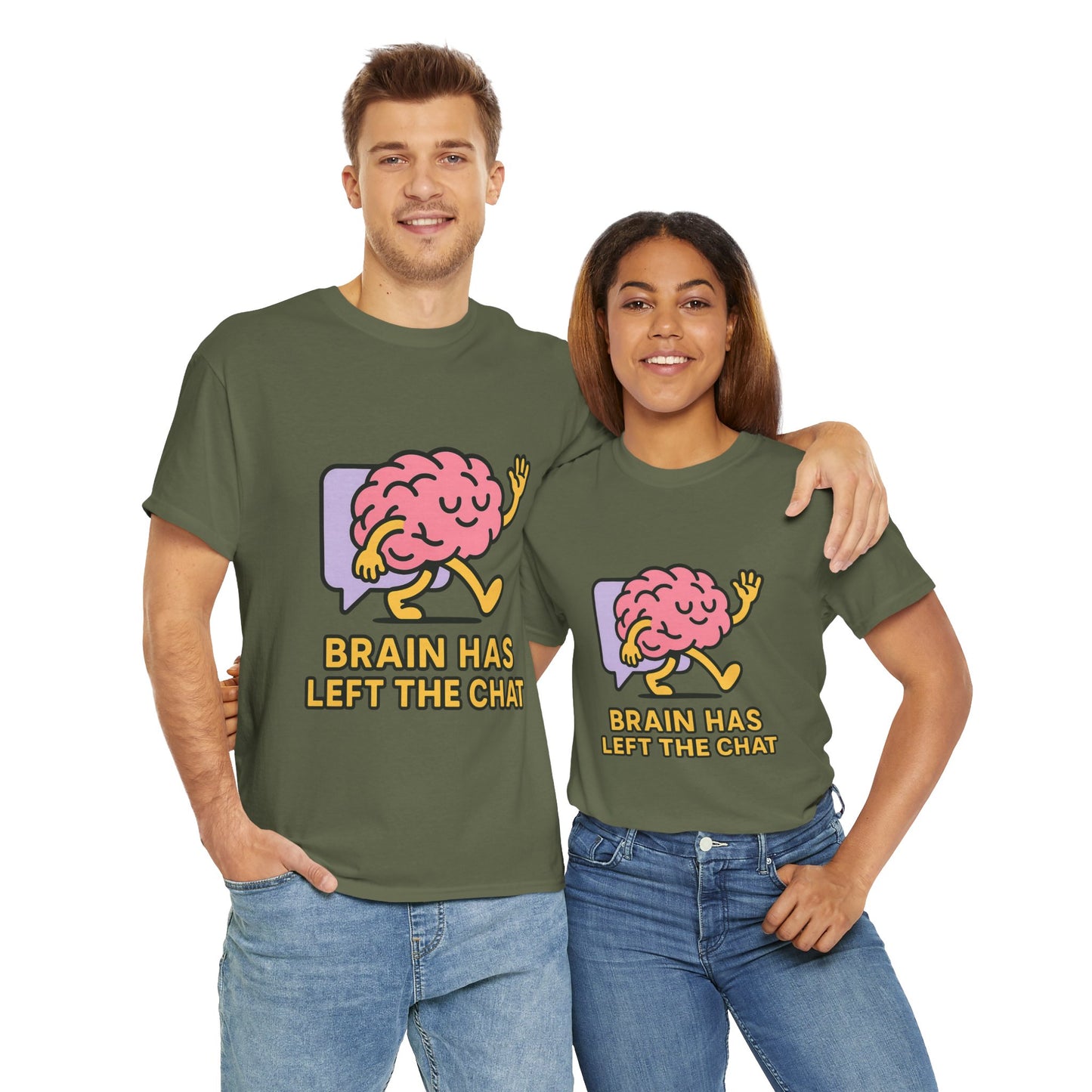 Brain Has Left The Chat T-Shirt, Funny Walking Brain Tee, Quirky Meme Shirt, Digital Humor, Gen Z Gift, Casual Unisex Graphic Top