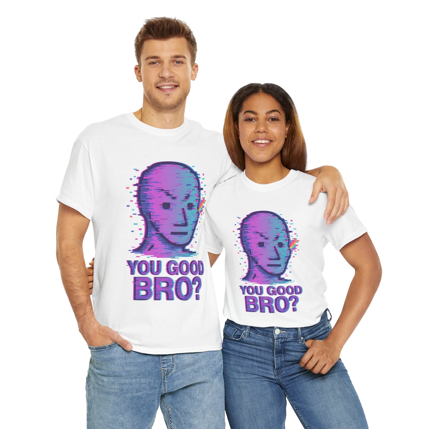 You Good Bro? Glitch Meme T-Shirt, Vaporwave NPC Shirt, Funny Unisex Graphic Tee, Digital Humor Gift, Gen Z Internet Culture Top