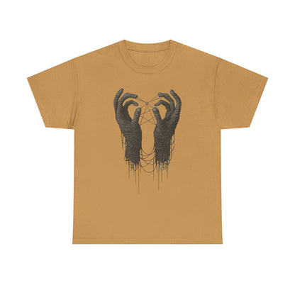 Mystic Thread Hands Unisex Heavy Cotton Tee, Dark Art Graphic T-Shirt, Witchy Aesthetic Shirt, Gothic Casual Wear, Unique Gift for Him or Her