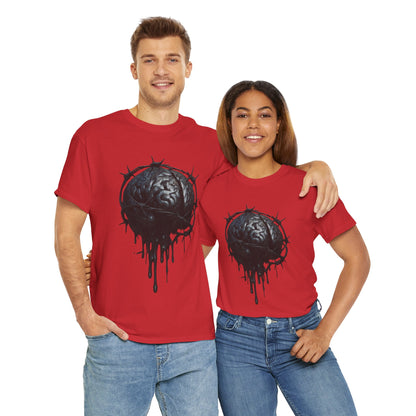 Dark Dripping Brain Tee, Unisex Heavy Cotton Shirt, Horror Fashion, Gothic Grunge Apparel, Edgy Gift for Him/Her