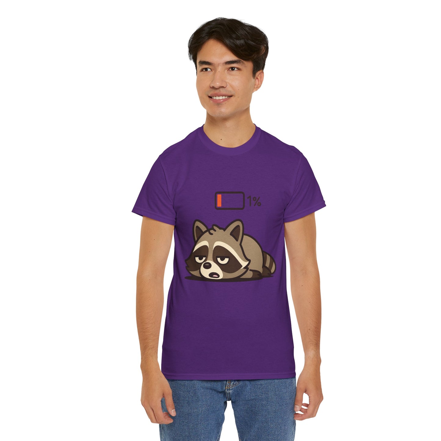 Sleepy Raccoon Tee, Funny Animal Shirt, Lazy Day Outfit, Cozy Gift, Unisex Cotton Tee