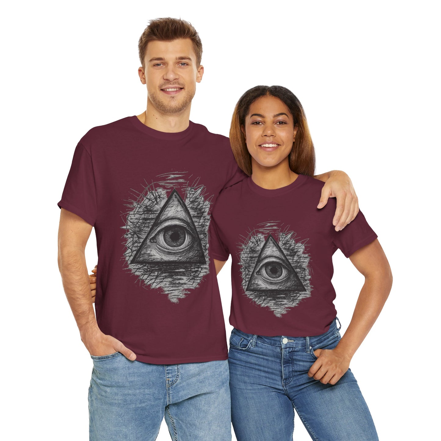 Mystic All-Seeing Eye Tee, Unisex Heavy Cotton Shirt, Occult Symbol T-Shirt, Grunge Style Gift, Esoteric Apparel