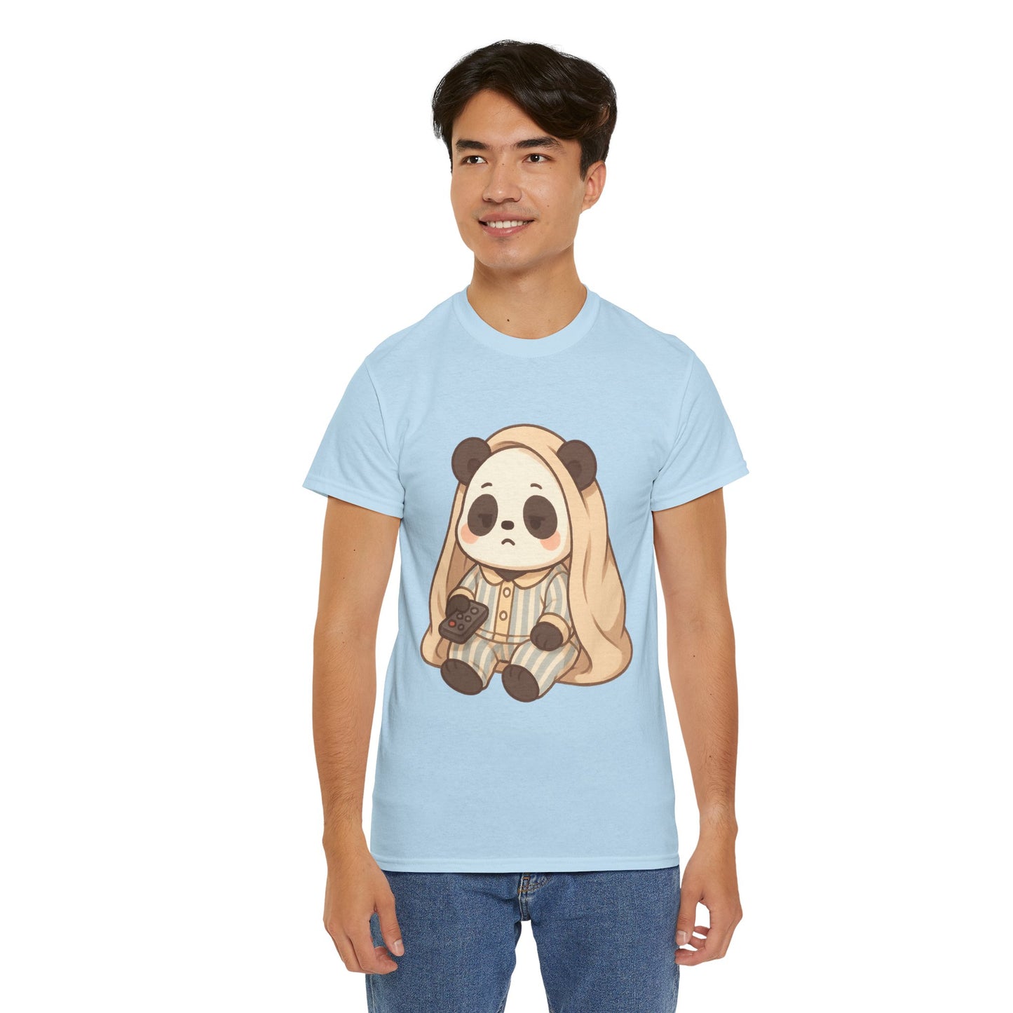 Lazy Panda Vibes Unisex Cotton Tee, Cozy Pajama Shirt, Cute Loungewear, Animal Lover Gift, Relaxing Outfit
