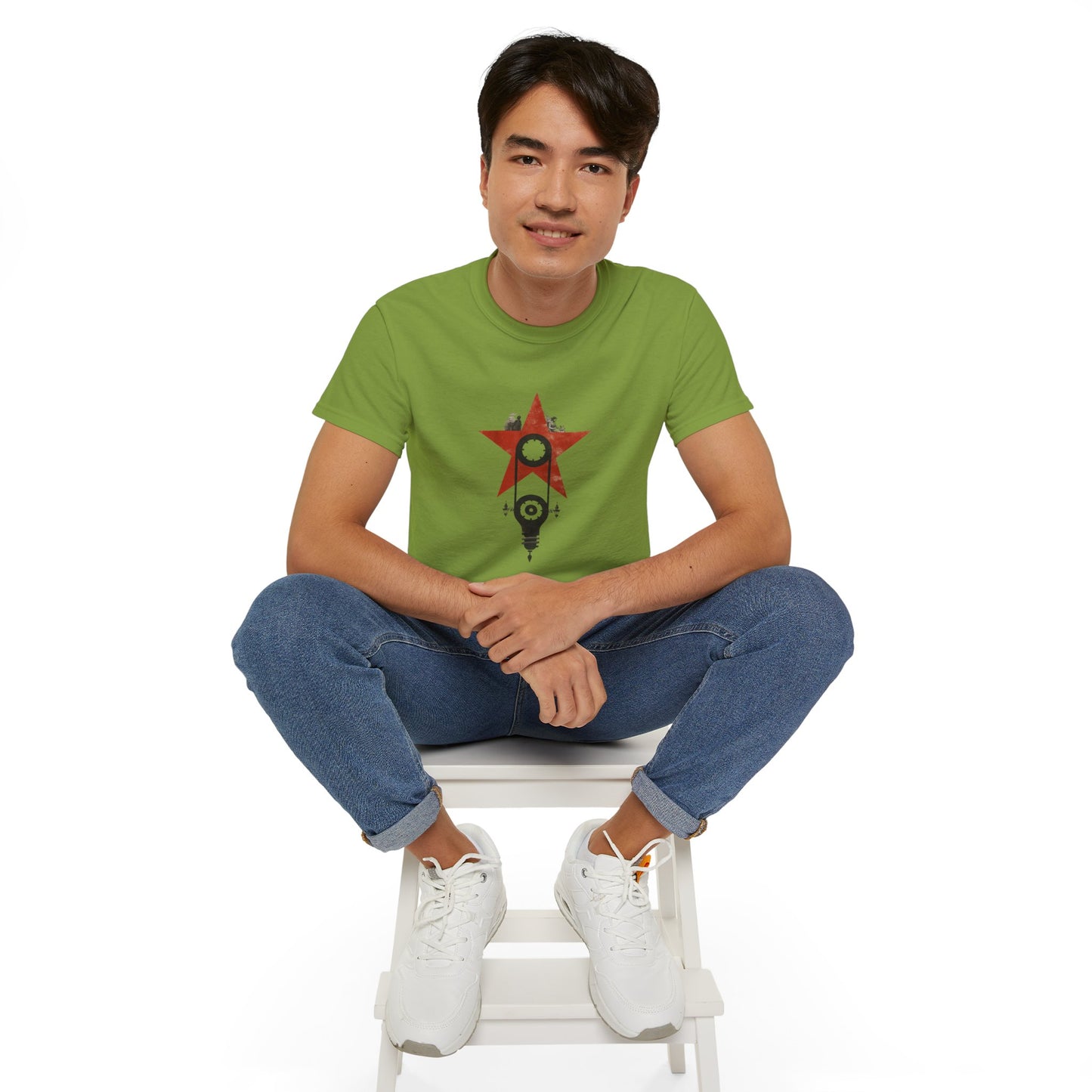 Red Star Mechanism Tee - Revolution T-Shirt, Steampunk Gear Shirt, Vintage Tech Art, Unisex Retro Design Tee