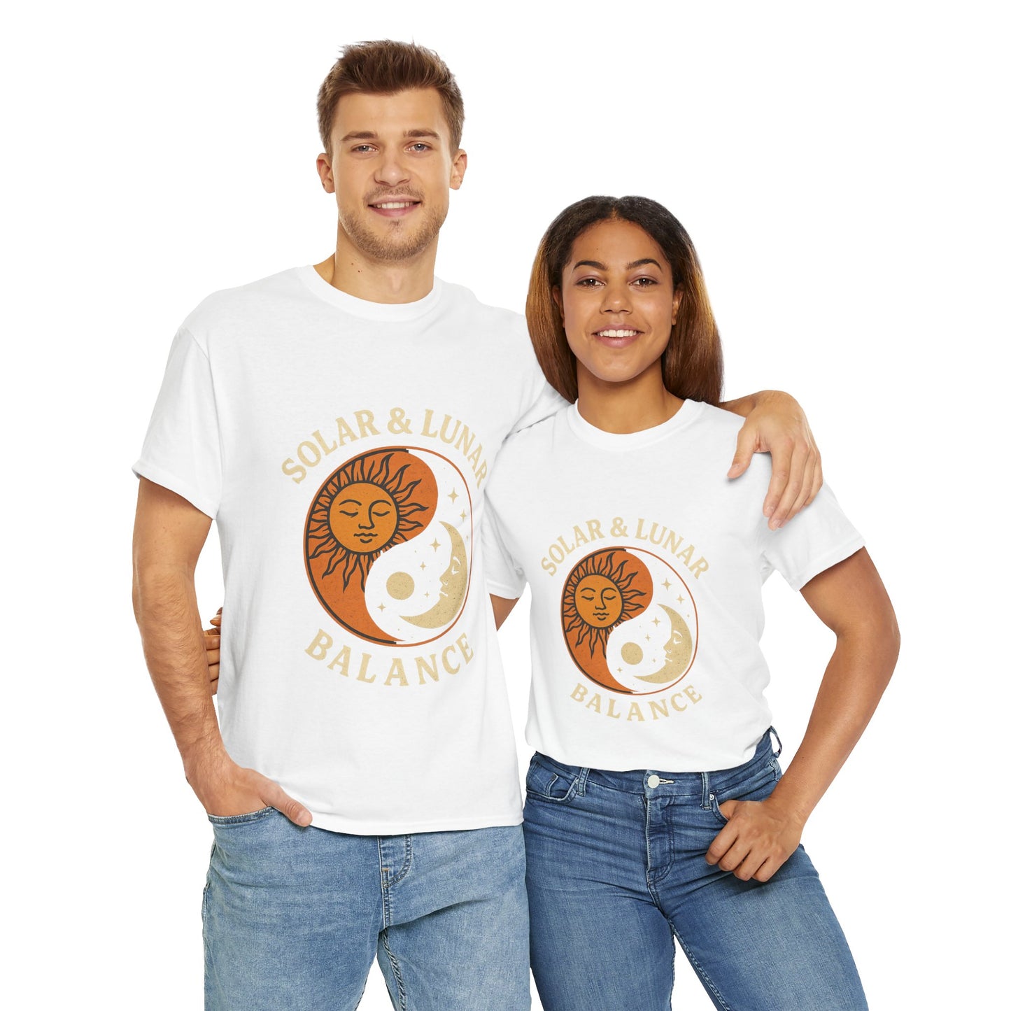 Solar & Lunar Balance T-Shirt - Yin Yang Sun and Moon Tee - Unisex Vintage Astrology Shirt - Retro Celestial Spiritual Gift