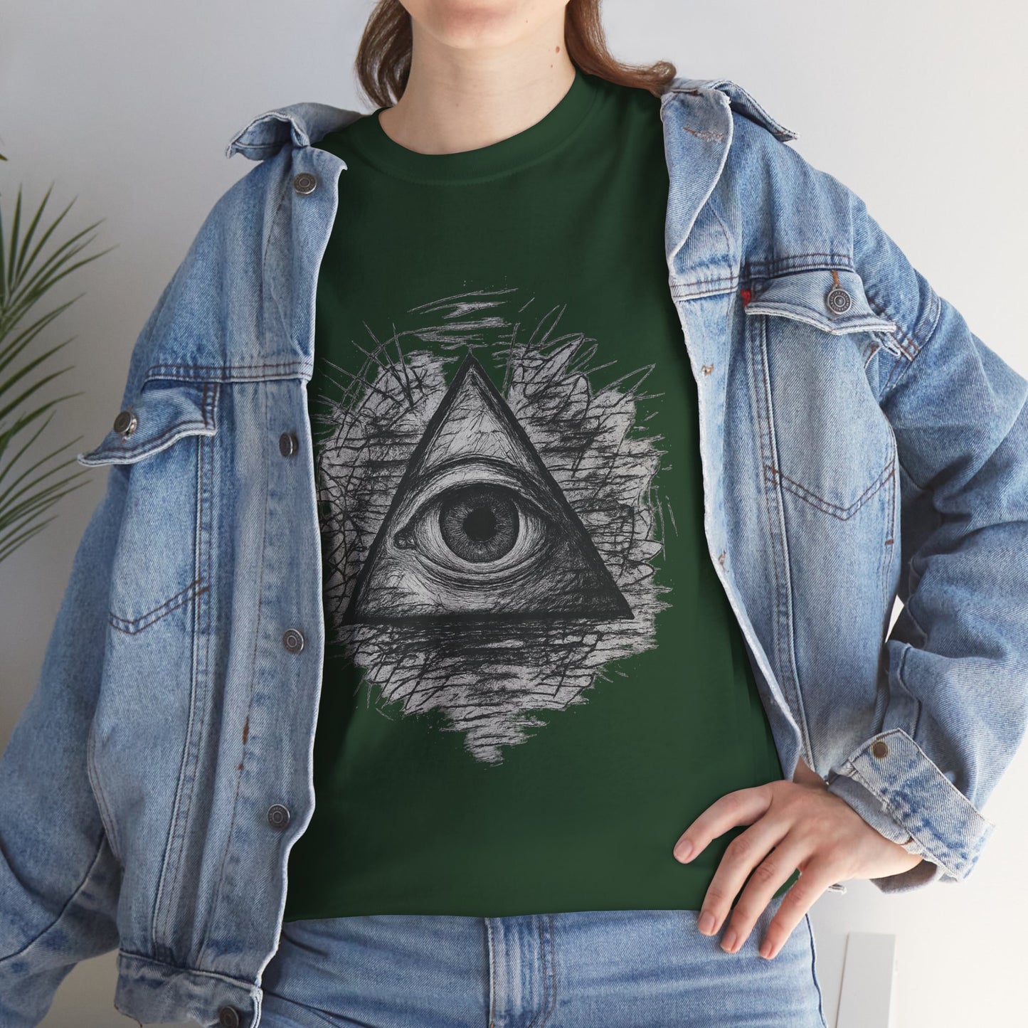 Mystic All-Seeing Eye Tee, Unisex Heavy Cotton Shirt, Occult Symbol T-Shirt, Grunge Style Gift, Esoteric Apparel