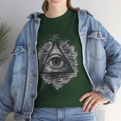 Mystic All-Seeing Eye Tee, Unisex Heavy Cotton Shirt, Occult Symbol T-Shirt, Grunge Style Gift, Esoteric Apparel