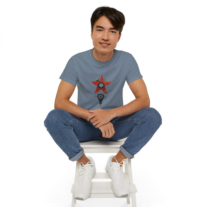 Red Star Mechanism Tee - Revolution T-Shirt, Steampunk Gear Shirt, Vintage Tech Art, Unisex Retro Design Tee