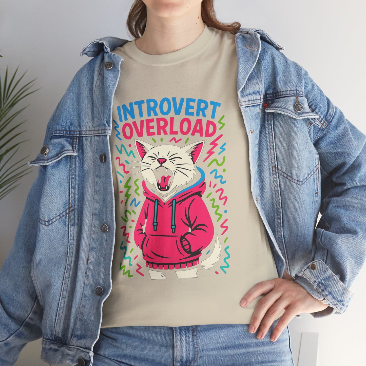 Introvert Overload Cat Shirt, Funny Hoodie Cat Tee, Social Anxiety Meme Shirt, Unisex Gift for Cat Lovers, Loud Crowd Humor Top