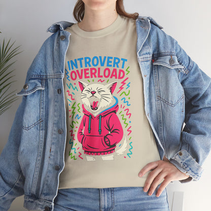 Introvert Overload Cat Shirt, Funny Hoodie Cat Tee, Social Anxiety Meme Shirt, Unisex Gift for Cat Lovers, Loud Crowd Humor Top