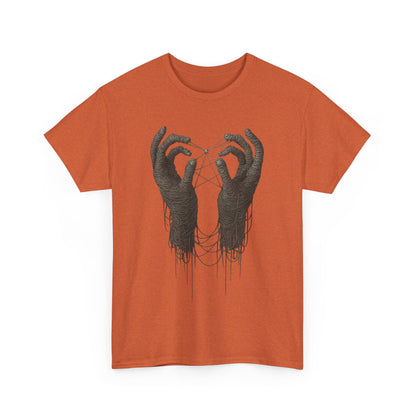 Mystic Thread Hands Unisex Heavy Cotton Tee, Dark Art Graphic T-Shirt, Witchy Aesthetic Shirt, Gothic Casual Wear, Unique Gift for Him or Her