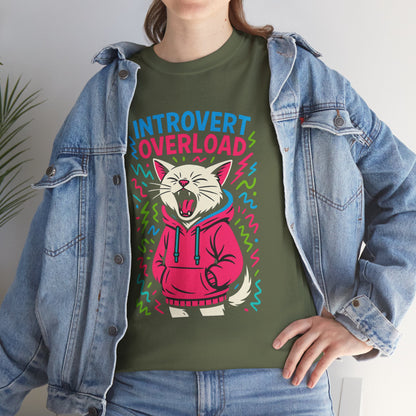 Introvert Overload Cat Shirt, Funny Hoodie Cat Tee, Social Anxiety Meme Shirt, Unisex Gift for Cat Lovers, Loud Crowd Humor Top