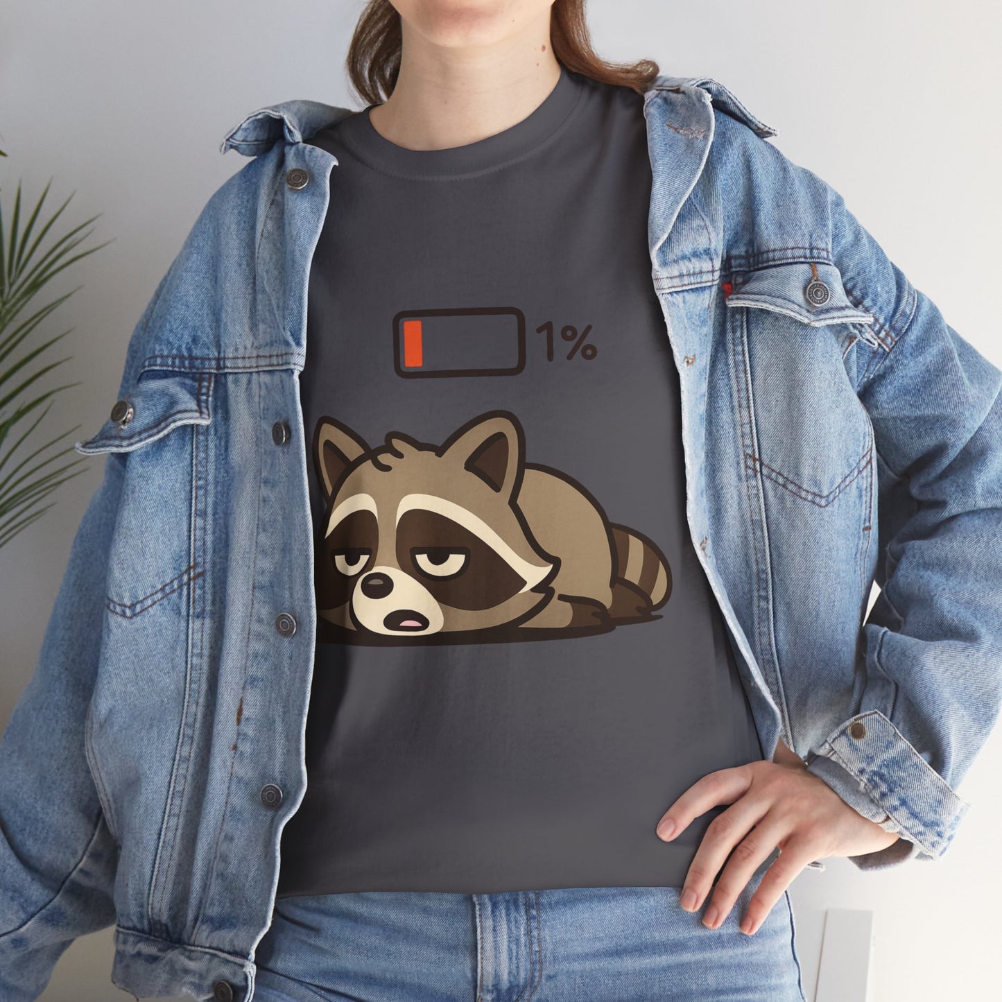 Sleepy Raccoon Tee, Funny Animal Shirt, Lazy Day Outfit, Cozy Gift, Unisex Cotton Tee