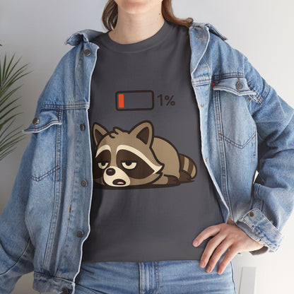 Sleepy Raccoon Tee, Funny Animal Shirt, Lazy Day Outfit, Cozy Gift, Unisex Cotton Tee