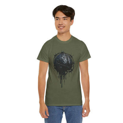 Dark Dripping Brain Tee, Unisex Heavy Cotton Shirt, Horror Fashion, Gothic Grunge Apparel, Edgy Gift for Him/Her