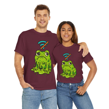 Melting Frog Meme T-Shirt, Funny No WiFi Tee, Internet Is Down Shirt, Cute Cartoon Frog Graphic, Gen Z Gift, Unisex Cotton Top