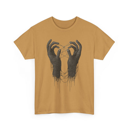 Mystic Thread Hands Unisex Heavy Cotton Tee, Dark Art Graphic T-Shirt, Witchy Aesthetic Shirt, Gothic Casual Wear, Unique Gift for Him or Her