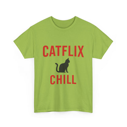 Catflix & Chill T-Shirt – Funny Cat Meme Shirt – Cozy Netflix Parody Tee – Unisex Cat Lover Gift