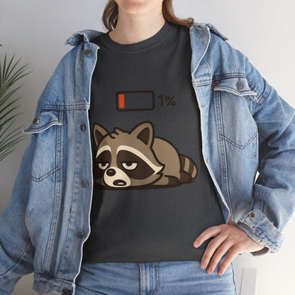 Sleepy Raccoon Tee, Funny Animal Shirt, Lazy Day Outfit, Cozy Gift, Unisex Cotton Tee