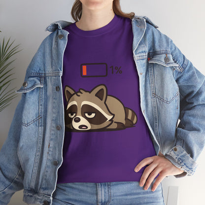 Sleepy Raccoon Tee, Funny Animal Shirt, Lazy Day Outfit, Cozy Gift, Unisex Cotton Tee