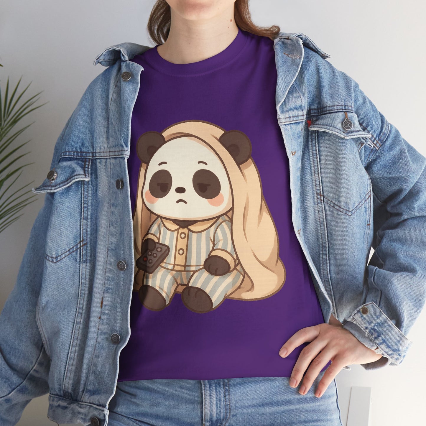 Lazy Panda Vibes Unisex Cotton Tee, Cozy Pajama Shirt, Cute Loungewear, Animal Lover Gift, Relaxing Outfit