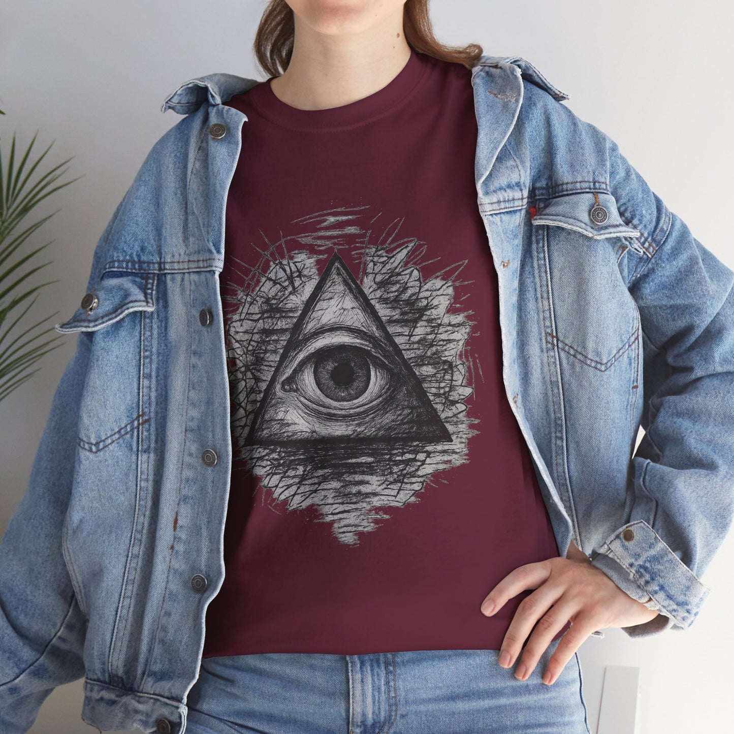 Mystic All-Seeing Eye Tee, Unisex Heavy Cotton Shirt, Occult Symbol T-Shirt, Grunge Style Gift, Esoteric Apparel