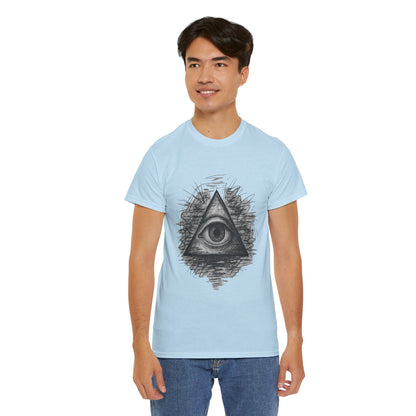 Mystic All-Seeing Eye Tee, Unisex Heavy Cotton Shirt, Occult Symbol T-Shirt, Grunge Style Gift, Esoteric Apparel