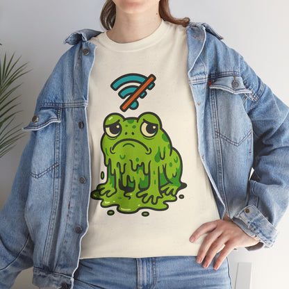 Melting Frog Meme T-Shirt, Funny No WiFi Tee, Internet Is Down Shirt, Cute Cartoon Frog Graphic, Gen Z Gift, Unisex Cotton Top