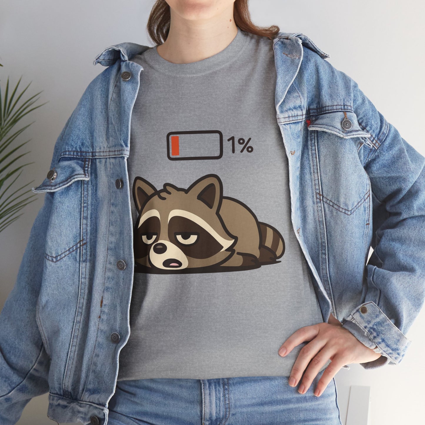 Sleepy Raccoon Tee, Funny Animal Shirt, Lazy Day Outfit, Cozy Gift, Unisex Cotton Tee