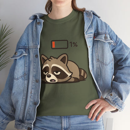 Sleepy Raccoon Tee, Funny Animal Shirt, Lazy Day Outfit, Cozy Gift, Unisex Cotton Tee