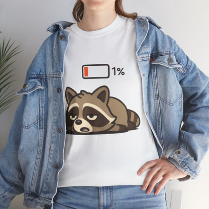 Sleepy Raccoon Tee, Funny Animal Shirt, Lazy Day Outfit, Cozy Gift, Unisex Cotton Tee