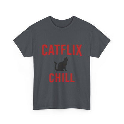 Catflix & Chill T-Shirt – Funny Cat Meme Shirt – Cozy Netflix Parody Tee – Unisex Cat Lover Gift