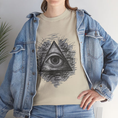 Mystic All-Seeing Eye Tee, Unisex Heavy Cotton Shirt, Occult Symbol T-Shirt, Grunge Style Gift, Esoteric Apparel