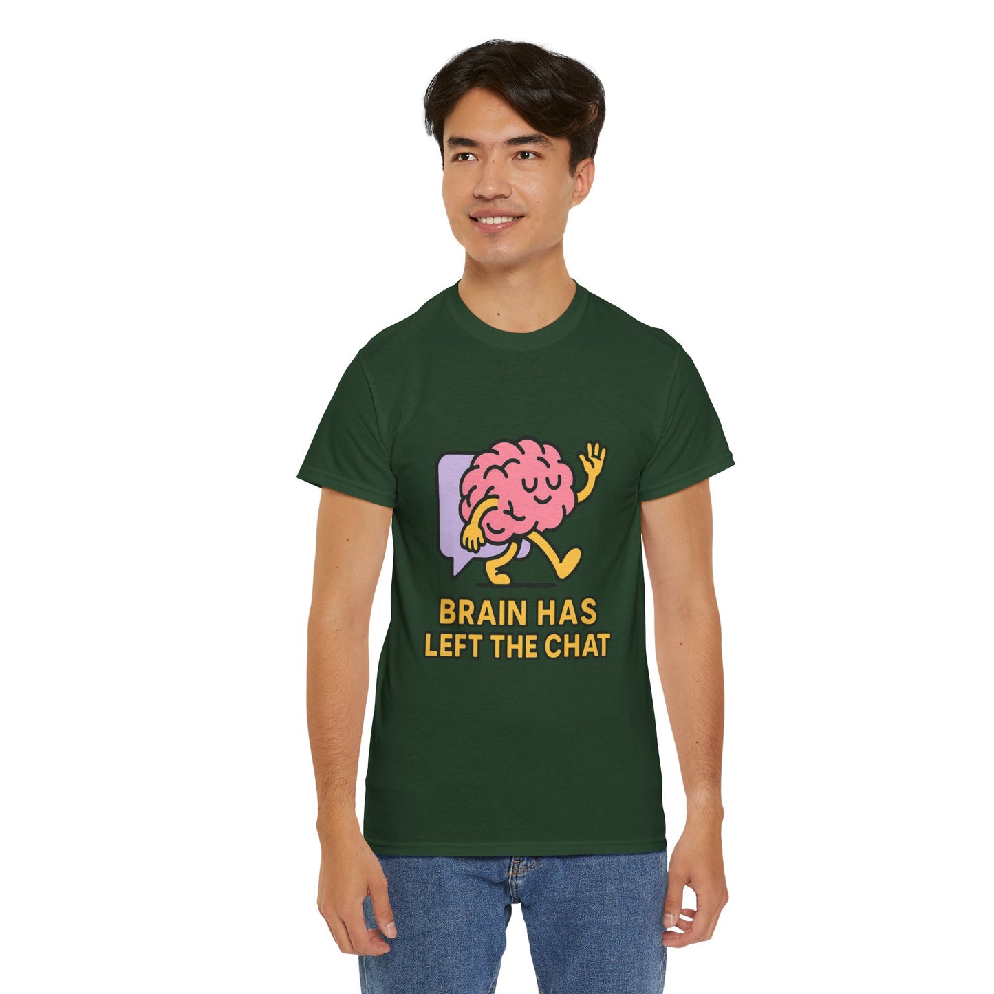 Brain Has Left The Chat T-Shirt, Funny Walking Brain Tee, Quirky Meme Shirt, Digital Humor, Gen Z Gift, Casual Unisex Graphic Top