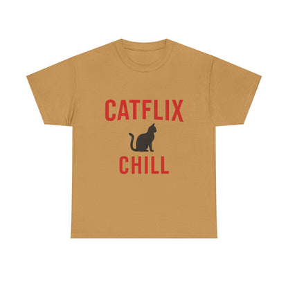 Catflix & Chill T-Shirt – Funny Cat Meme Shirt – Cozy Netflix Parody Tee – Unisex Cat Lover Gift