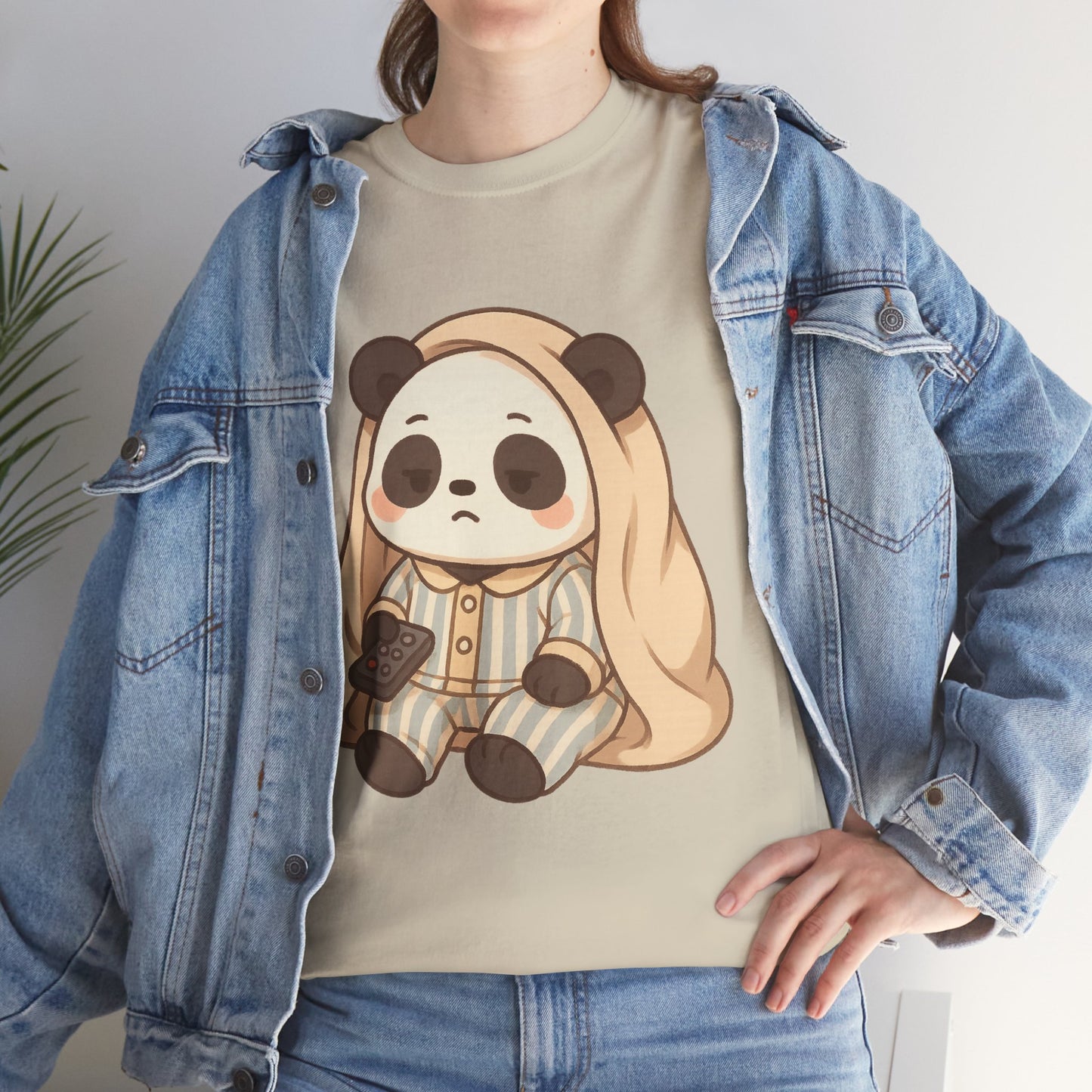 Lazy Panda Vibes Unisex Cotton Tee, Cozy Pajama Shirt, Cute Loungewear, Animal Lover Gift, Relaxing Outfit